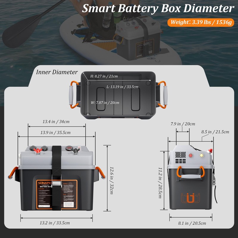 SUNAPEX Smart Battery Box 12V/24V Power Center - Multi Ports