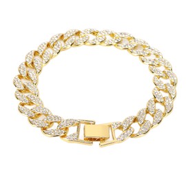 10 Inch Cuban Link Chain Fashion Long Lasting Color Retention Brick Hip Hop BraceletGold