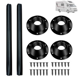 2 Pack- 27" RV Table Base Mount and Table Leg,Aluminum Replaceable Floor and Table Top Mounting Kit,Camper RV Boat Dining Table Accessories, Includes Mounting Screwss(Black-2set Legs and 4set Bases)