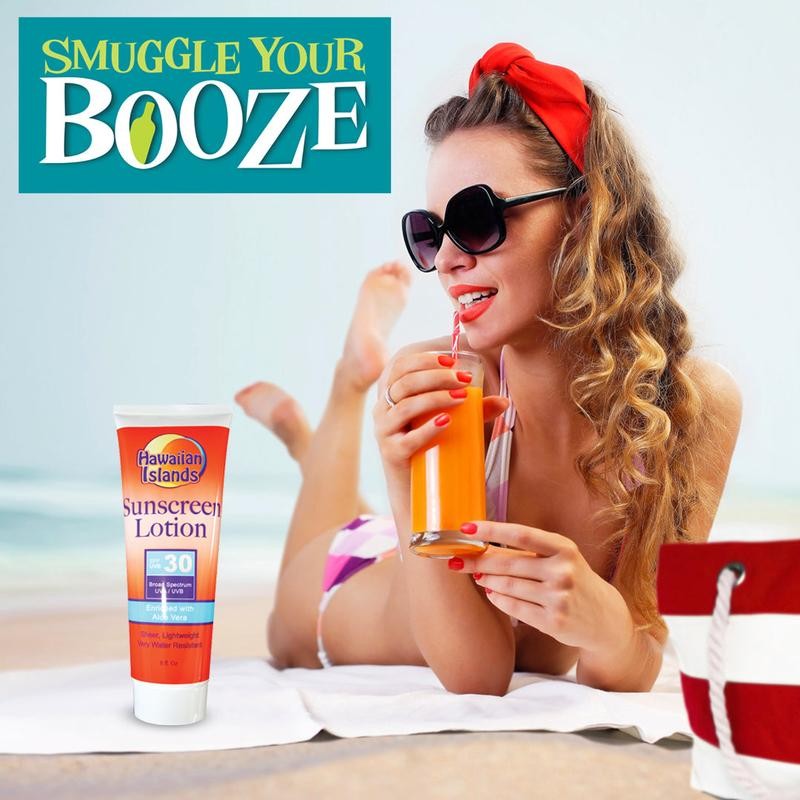 Smuggle Your Booze Flask Fake SPF 30 Sunscreen