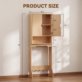 Merapi Over the Toilet Storage Cabinet, Natural Wood Grain Organizer