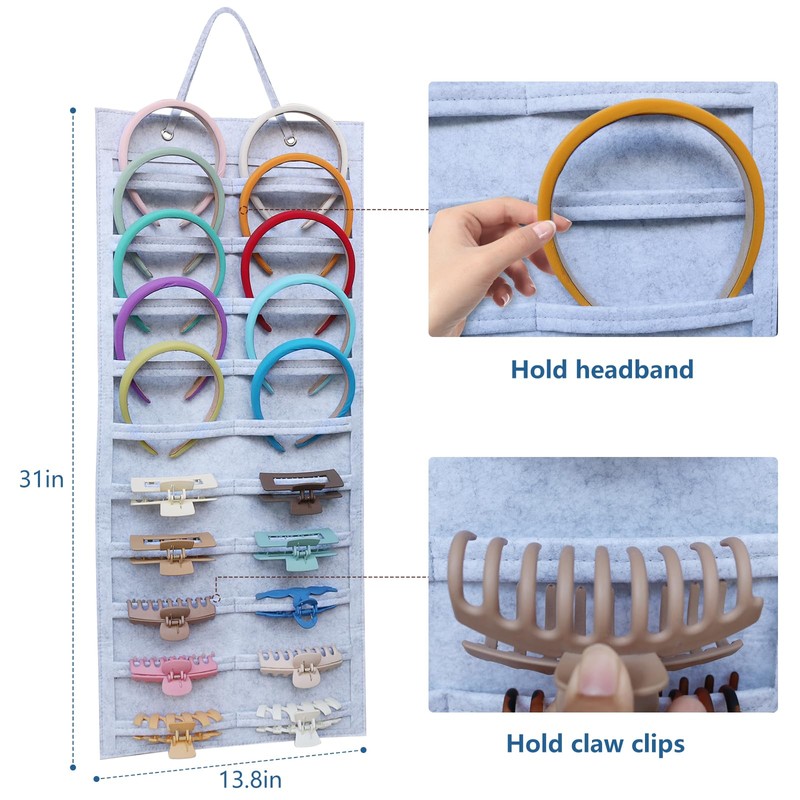 SMUK Hanging Headband Holder Organizer for Girls, Wall-mount Headband Storage