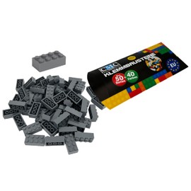 CMC imports 50 Clamping Blocks, Building Blocks, 2 x 4 Nubs, Compatible Bricks, 8 Knobs, Free Selection, 34 Colours (851 - Dark Grey)