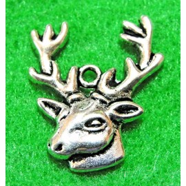 50-Pcs. Silver Reindeer Deer Charms Earring Drops Pendant Q0564 - Jewelry Making DIY Crafting Charm Beads for Bracelets