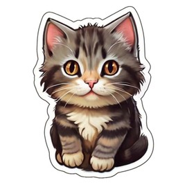 Cute Cat Stickers for 3in Water Bottles, 3pcs Waterproof Stickers for Laptop Skateboard, Luggage Phone Bicycle, Cat Stickers for Kids Adults, Stickers for Hard Hats (Cat6)