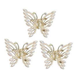 SAFIGLE 3pcs Pearl Butterflies Hair Clips Elegant Zinc Alloy Hair Claw Accessories for Women Lightweight Design for Parties Weddings and Casual Styles
