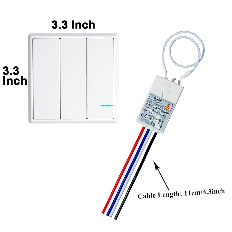 SuperInk 3-Gang Wireless Light Switch with 110V Receiver Kit Outdoor