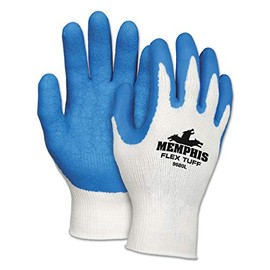 Coated Gloves, Latex, Blue/White, M, PR