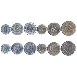 Set of 6 Coins from Eastern Caribbean: 1, 2, 5, 10, 25 Cents, 1 Dollar. 2002-2019