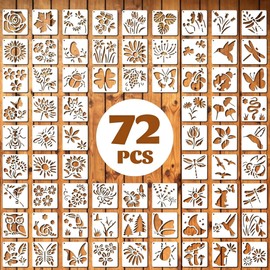 Papryn 72 Pcs Flower Stencils Set for Crafts Reusable Flower Butterfly Leaf