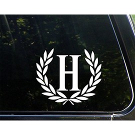 Sweet Tea Decals Letter H, Medium Size, Decorative Monogram - 6-3/4" x 5-3-/4"- Vinyl Die Cut Decal/Bumper Sticker for Windows, Trucks, Cars, Laptops, Mailboxes, Tumblers, Glasses. Mugs, Etc.