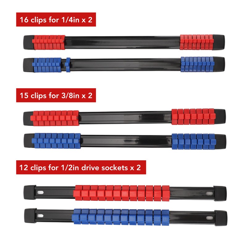 6PCS Drive Socket Organizer Holder 1/4in 3/8in 1/2in SAE And