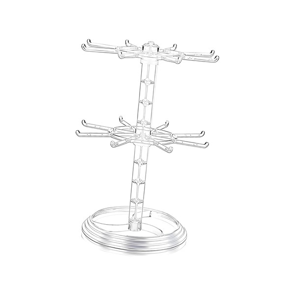Transparent Double-Layer Rotating Jewelry Display Stand for Necklaces, Keychains, Bracelets,