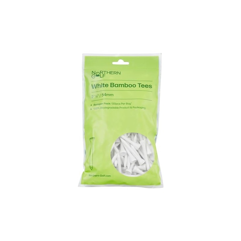 Northern Golf White Bamboo Golf Tees/BUMPER PACK/ 100% BIODEGRADABLE (2