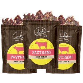 Jerky.com All Natural Pastrami Beef Jerky - No Added Preservatives, No MSG or Nitrates - Bold Pastrami Flavor, 100% Lean Beef (2.5 Ounce, Pack of 3)
