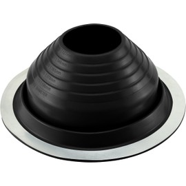 Water-Tite 81472 #5 Metal Roof Flashing, 11-inch Round Base with EPDM Rubber Collar, For 4-1/4" to 7-1/2" Vent Pipes, Black