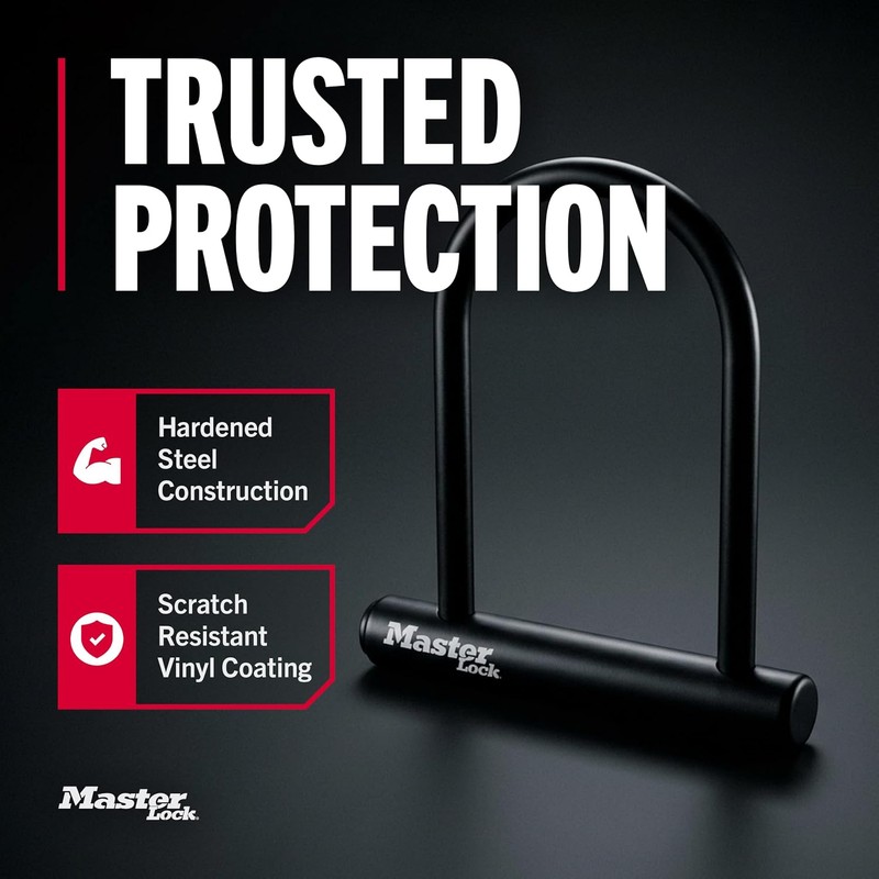 Master Lock U-Lock Keyed Bike Lock, 7-1/4-inch Anti-Theft Device, 8320D