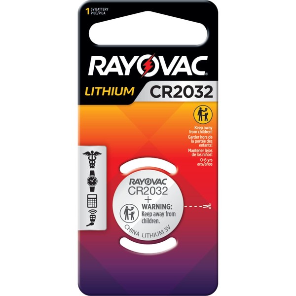 Rayovac CR2032 Battery, 3V Lithium Coin Cell CR2032 Batteries (1 Battery Count)