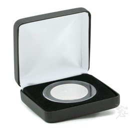 Air-Tite Black Leathertte"X" Challenge Coin Presentation Display Box