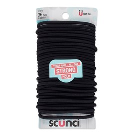 Scunci, No Damage Thick Large 5Mm Hair Elastics, Black 36 Pcs