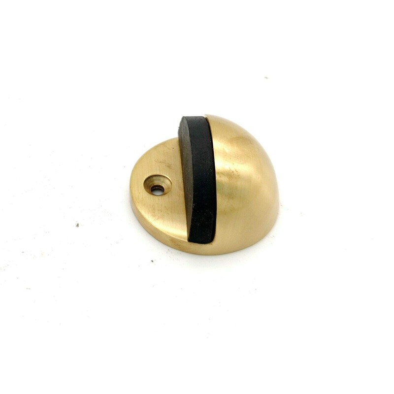 Floor Mounted Half-Moon Wall/Furniture Protector Doorstop Rubber Bumper Stopper (Satin