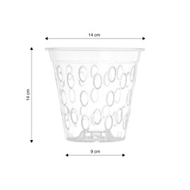 Kalapanta Transparent Plastic Pot for Orchids with holes, Mesh Pot with raised bottom - (Ø 14 cm, 5 pots)