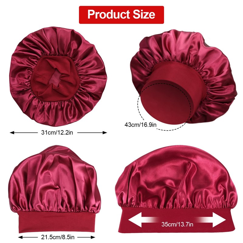 3 Pezzi Cuffia Seta per Ricci Bonnet Notte per Dormire,