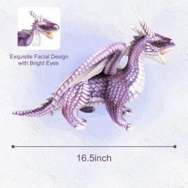 Gotikle Little Flying Dragon - Cute Dinosaurs Stuffed Animal Plush Toy, 16.5 Inch Adorable Soft Dragon Toy Plushies Gifts for Kids Babies Toddlers (Purple)