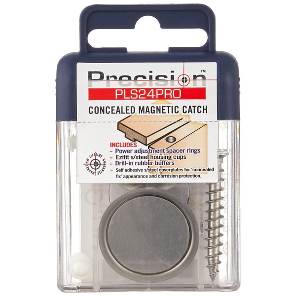 Precision Lock PLS-24 PRO Concealed Magnetic Catch, Silver