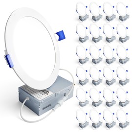 Ensenior 24 Pack 6 Inch LED Recessed Ceiling Light, Dimmable, 6000K Clear White, 1050LM 12W 120V, High Brightness Canless Wafer Downlight - ETL&FCC&IC