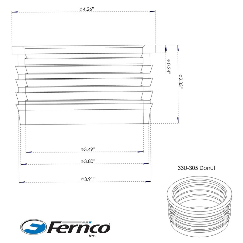 Fernco P33U-305 3-in. Service Weight Cast Iron Hub to 3-in.