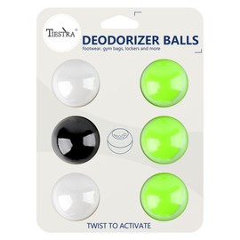 TIESTRA Shoe Deodorizer Balls (6 Pack) – Odor Eaters for Sneaker | Long-Lasting Odor Eliminator Air Freshener for Closet, Locker, Gym Bag, Drawer & Small Spaces | Cologne | Tricolor