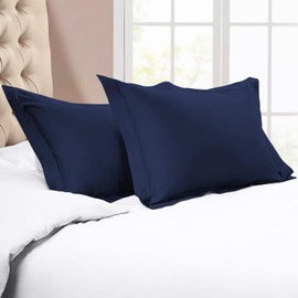 King Pillow Shams Set of 2 Navy Blue Pillow Shams King Size 20x36 Pillow Covers 100% Egyptian Cotton 600 Thread Count Soft Skin Friendly Cushion Cover Cases Decorative Pillow Shams for Bed
