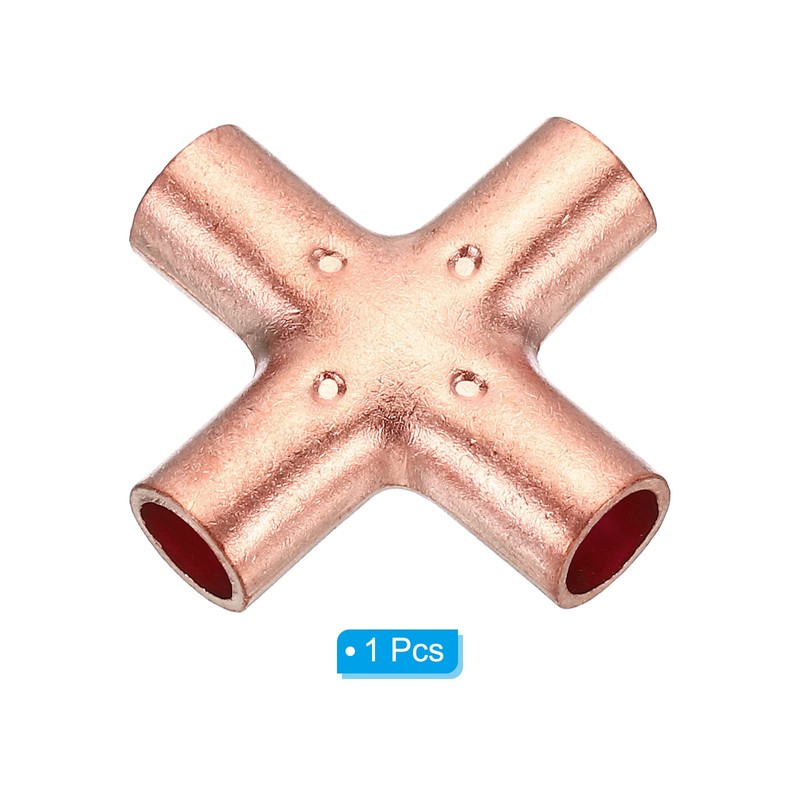 PATIKIL 1/4 Inch ID Copper Union Cross Pipe Fitting, 4