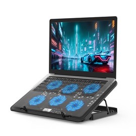 PHOCAR Ventilador para Laptop con Hub USB Doble, Soporte Ajustable con Ventilador Potente, Base Ergonmica para Laptop Compatible con MacBook Air, Pro 