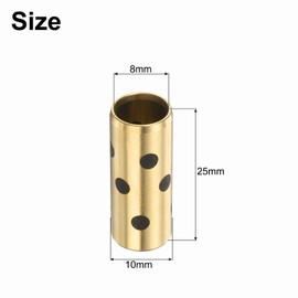 sourcing map 3pcs Sleeve Bearings 8mm Bore x 10mm OD x 25mm Height, Wrapped Oilless Bushings Brass Graphite, JDB Oilless Graphite Lubricating Cast Brass Bushing
