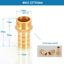 Male BSP Thread 1/2" Male Thread Pipe Fitting 16 mm Barb Hose Tail Connector for Pond/Pool/Hose Pipe Adapters (Pack of 2)