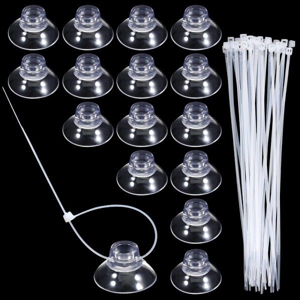 15PCS Aquarium Suction Cups with Zip Ties 30PCS, Aquarium Suction