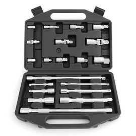HORUSDY 20-Piece Socket Extension Bar Set, 1/4", 3/8" and 1/2" Drive Socket Extension Set, Universal Joint Socket, CR-V Steel