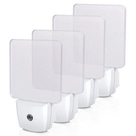DEWENWILS Auto Dusk-to-Dawn Sensor, Led Night Lights for Bathroom Flat Clear 4pc