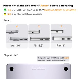 eleger Case Compatible with 13 Inch MacBook Air M4 A3240 M3 A3113 M2 A2681 with 13.6 Inch Display, 2025 2024 2022 Edition, Protective Hard Case, Matte Black