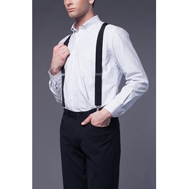 Chalier 50 mm Herren-Hosenträger, X-Rücken, elastisch, verstellbar, mit Clips Gr. Einheitsgröße, Schwarz 