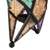 Moroco Iron Style Coloured Glasses Lantern Garden Outdoor Terrace Ornament(Black)