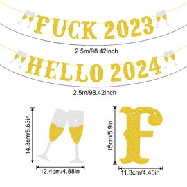 2024 New Year's Eve Party Decorations, Bye 2023 Hello 2024 Lettering Banner, Party Decor for Family Gathering Bar Welcome The New Year