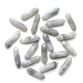 GUJOXILA 10pcs White Labradorite Healing Crystals Stone Bar Gemstones Sets Hexagonal Crystal Column Bulk Hexagonal Point Tower Reiki Meditation Spiritual Chakra Protection Energy Balancing