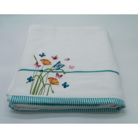 Lex's Linens Floral & Butterfly Embroidered Bath Towel