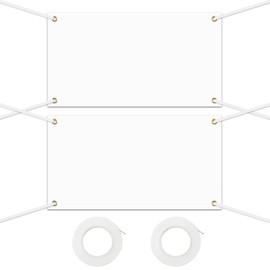 Set of 2 White Banner 200 x 100 cm Large Empty Banner Design Yourself with Eyelets for Birthday Coming of Youth Banner Blank with 6 m Hanging Rope Abi Poster Banner for Party Parties DIY Painting