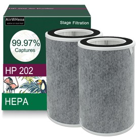 HP202 HP201 True HEPA Air Purifier MAX Filter Compatible with Shark HP200 Series, HP202, HP201, HP232, HP302 and HC502, Part # HE2FKBAS, HE2FKBASMB, 2 Pack