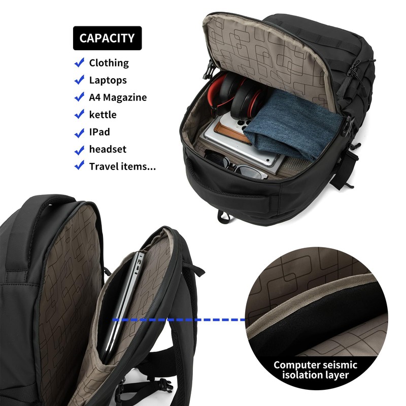 Wotony 25L Tactical Backpack, 18.5 inch, 900D Polyester, MOLLE System,