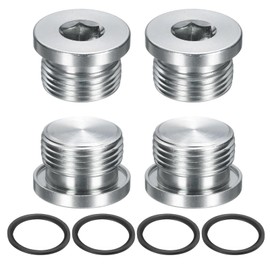 uxcell 4Pcs M27x1.5 Inner Hex Head Pipe Fitting Plug, Universal Carbon Steel Thread Socket Plug with Black O-Ring for Terminate Pipe Ends or Replacement Drains